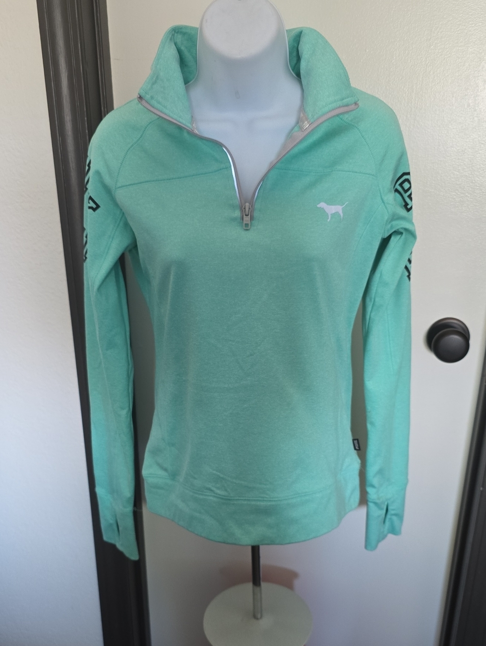 PINK Victoria's Secret Mint Green Quarter-Zip Pullover